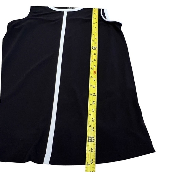 Alfani Women’s Black Sleeveless Blouse with White Accent Trim, Size Small - Picture 8 of 11
